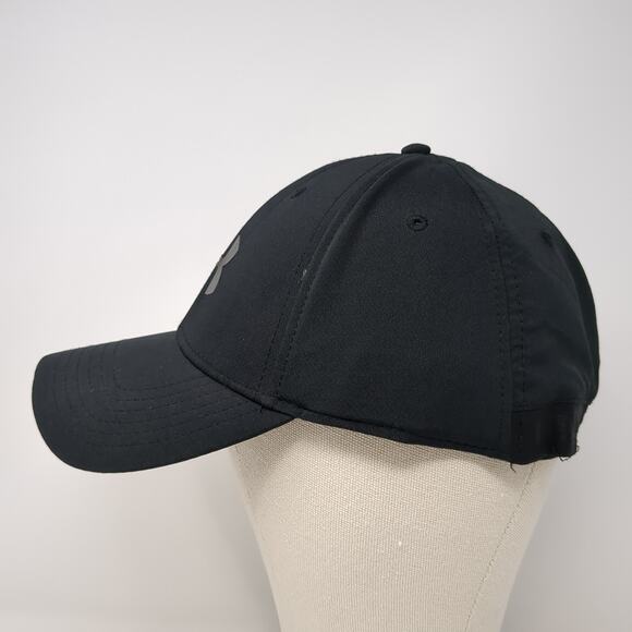 Under Amour Logo Fitted Baseball Hat Black XL Solid 6 Panel Vent Holes - Picture 3 of 9